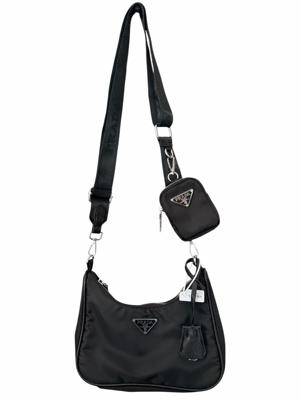 Fashion Black Nylon Shoulder Bag with Coin Pouch